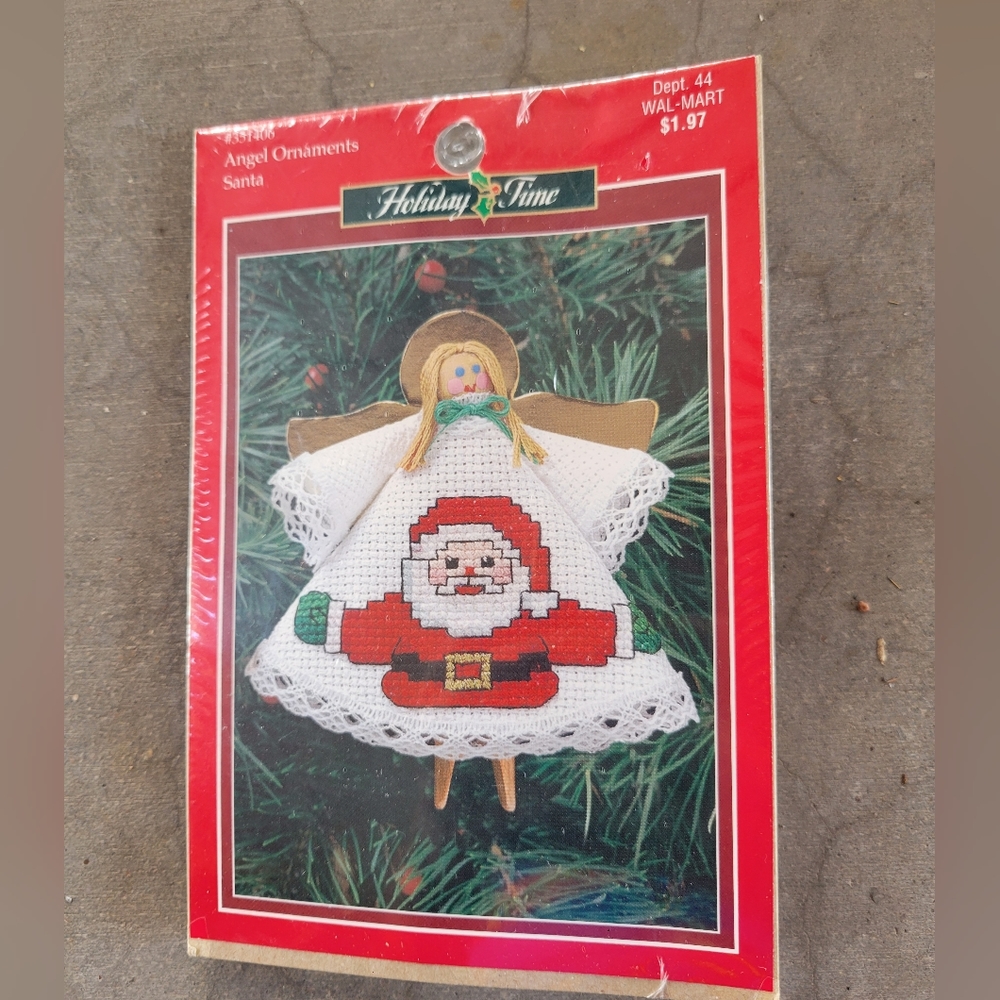 Holiday Time Angel Ornament Santa Cross Stitch 351406 Craft New Unopened Vintage